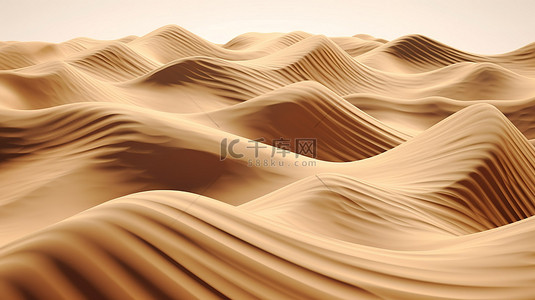 优雅风景背景图片_沙漠沙式 3D 渲染中优雅的米色和棕色山景