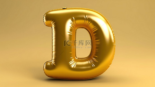 金色充气字母 j 和符号为您设计 3d 渲染