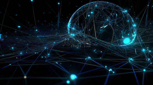 网络通信背景图片_3d 渲染网络通信背景中流动的网络点