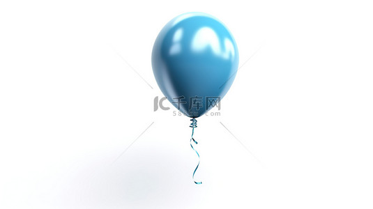 3周年庆典背景图片_3d 渲染一个快乐的蓝色乳胶气球在白色背景上隔离的空气中翱翔