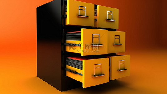 文件柜和文件夹的 3d 渲染