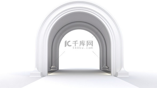 充气拱门的 3D 渲染非常适合在白色背景上隔离的活动和体育装饰