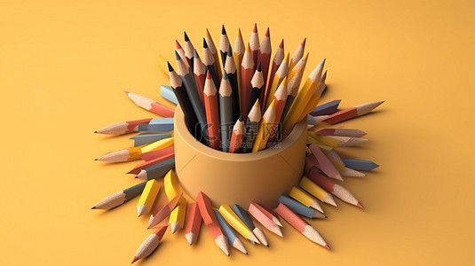 学生毕业设计背景图片_回到学校现代等距设计与 3D 铅笔和毕业帽