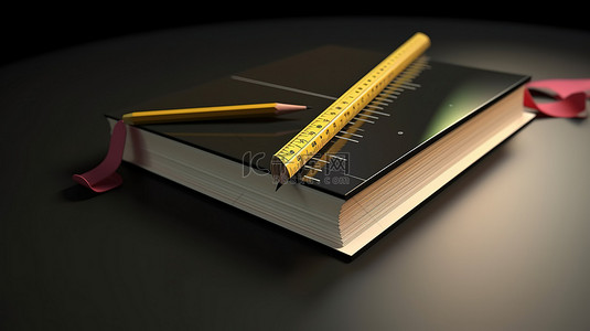 3D 书籍图标位于铅笔尺和橡皮擦旁边