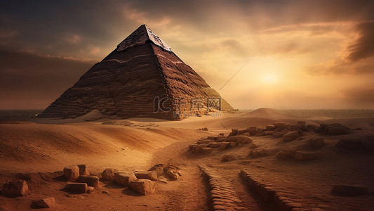 沙雕古装人物背景图片_金字塔沙漠法老背景