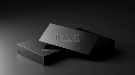 名片动作捕捉系列，一侧有一张卡，背景为黑色背景 3D 渲染
