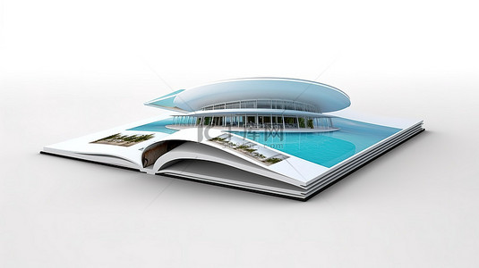 杂志背景背景图片_在干净的白色背景上的小册子的 3D 渲染