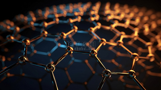 化学分子背景图片_标题 1 抽象纳米技术中六边形几何形式的特写 3d 渲染描绘石墨烯原子结构