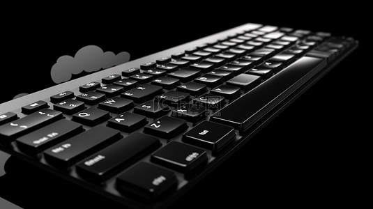 时尚黑色键盘上云键的数字业务 3d 渲染