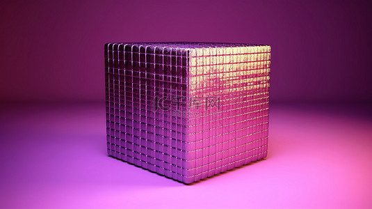 3D 渲染中闪闪发光的织物装饰着高耸的立方体