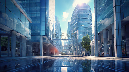 繁荣的城市商业中心的 3d 渲染