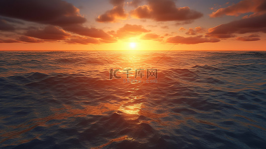 海上日落令人惊叹的 3d 渲染
