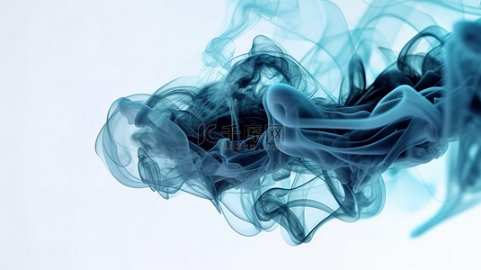 抽象蓝色烟雾背景的 3d 渲染