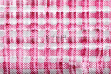 白色格子背景图片_粉色和白色格子织物的特写