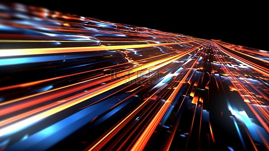 无缝循环科幻交通数字镜头展示 3D 动画中的高速飞行线