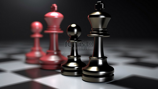 3d 国际象棋强大的国王和忠诚的棋子