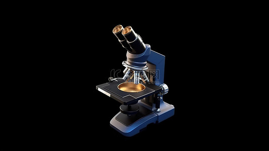 生物化学实验室背景图片_光滑黑色背景上高度详细的 3D 显微镜非常适合实验室研究