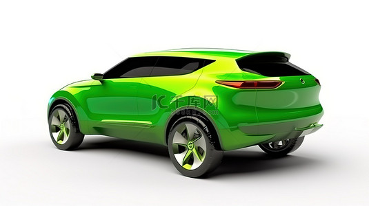 奔驰背景图片_白色背景下绿色创新电动 suv 汽车的 3d 渲染
