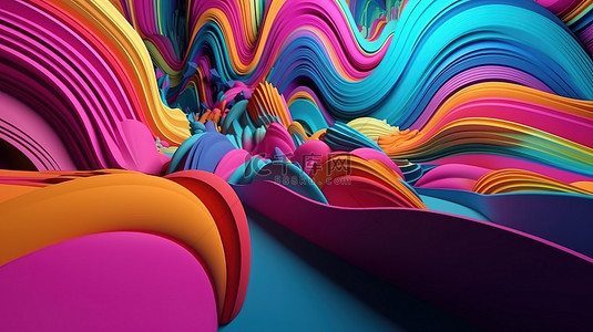 3d 渲染中的当代充满活力和多色调的抽象墙纸