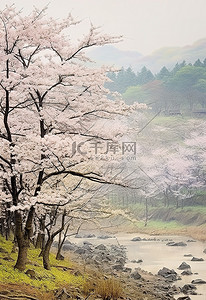 樱花盛开的美丽景象