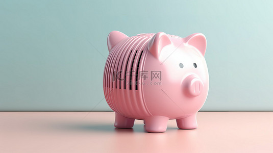 账单界面背景图片_带散热器的存钱罐钱箱的家庭供暖储蓄 3D 渲染