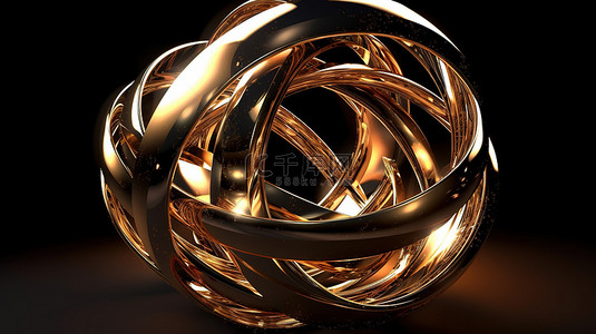 工业领域背景图片_在 3d 渲染中带有环形球体的抽象金属雕塑