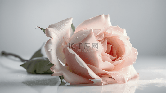 水滴粉色的玫瑰花