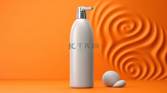 皂包装设计背景图片_单色乳液分配器在充满活力的橙色背景下的 3D 渲染