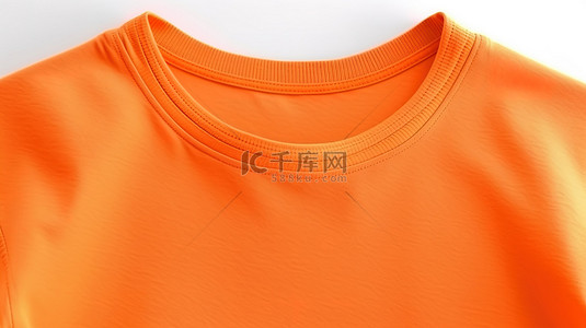 白色背景的橙色 T 恤特写，有足够的空间供您自己设计，以 3D 呈现