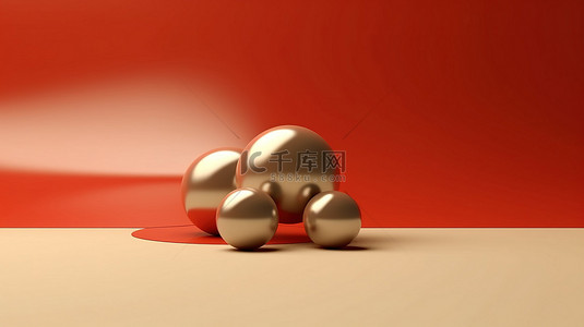 变形金刚电影背景图片_带有变形红色球体的米色背景的抽象 3D 渲染