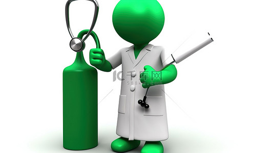 男包详情页背景图片_3d 医疗专业人员，白色背景下有绿色勾号