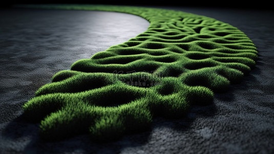 狗爪印背景图片_在沥青上以 3D 形式呈现的绿草动物印花轮廓