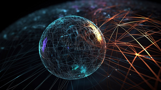 以 3D 形式渲染互联网和网络通信的插图