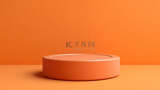 封面背景图片_平躺背景上的简约顶视图产品展示橙色 3D 圆柱讲台