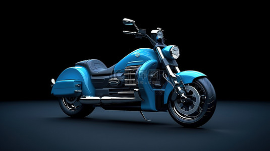 摩托车背景图片_灰色背景双座蓝色城市运动摩托车的 3d 插图