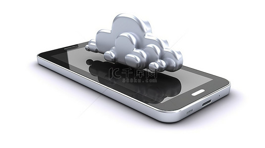 移动云存储背景图片_同步您的手机数据和云存储隔离白色背景 3D 渲染