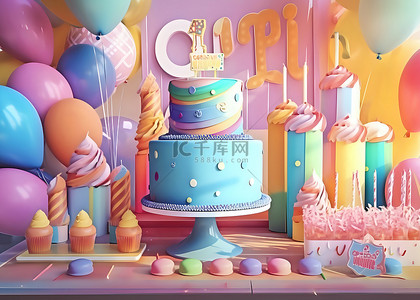 卡通蛋糕背景图片_蛋糕甜点生日派对