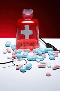 电脑鼠标上的红十字带药丸