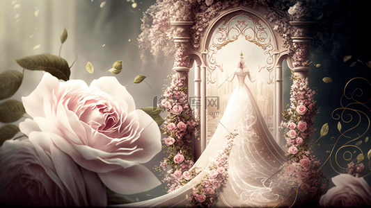 粉色花束背景图片_婚礼婚纱鲜花背景