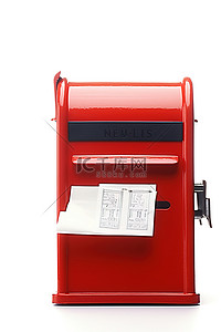 邮政邮箱与两封信明信片隔离在白色