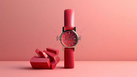 职业女人背景图片_口红计时器 3D 插图与您的消息模板