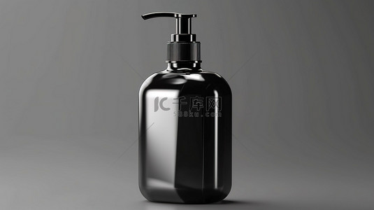 黑色的剑背景图片_灰色背景黑色洗手液泵瓶样机肥皂模板包装的 3D 渲染