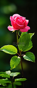玫瑰背景图片_一朵小粉红玫瑰长在绿叶前