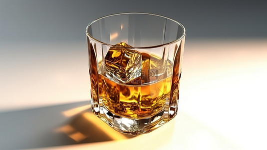 孤独中的威士忌 3D 渲染插图