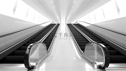 地铁背景图片_白色背景下当代自动扶梯或电动楼梯的 3D 渲染