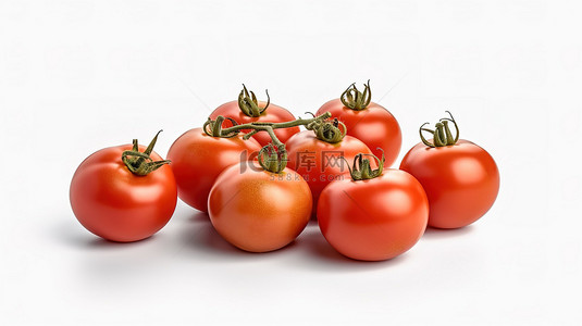 3d 渲染白色背景与新鲜西红柿