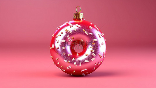 节日甜甜圈圣诞摆设装饰的 3d 渲染