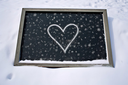 深灰板，上面写着“我在雪地里爱你”