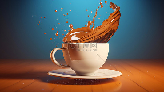 冷饮海报海报背景图片_咖啡饮品杯子流体创意