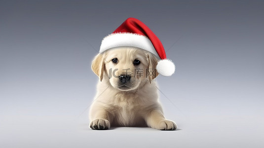 节日圣诞犬的 3D 渲染概念